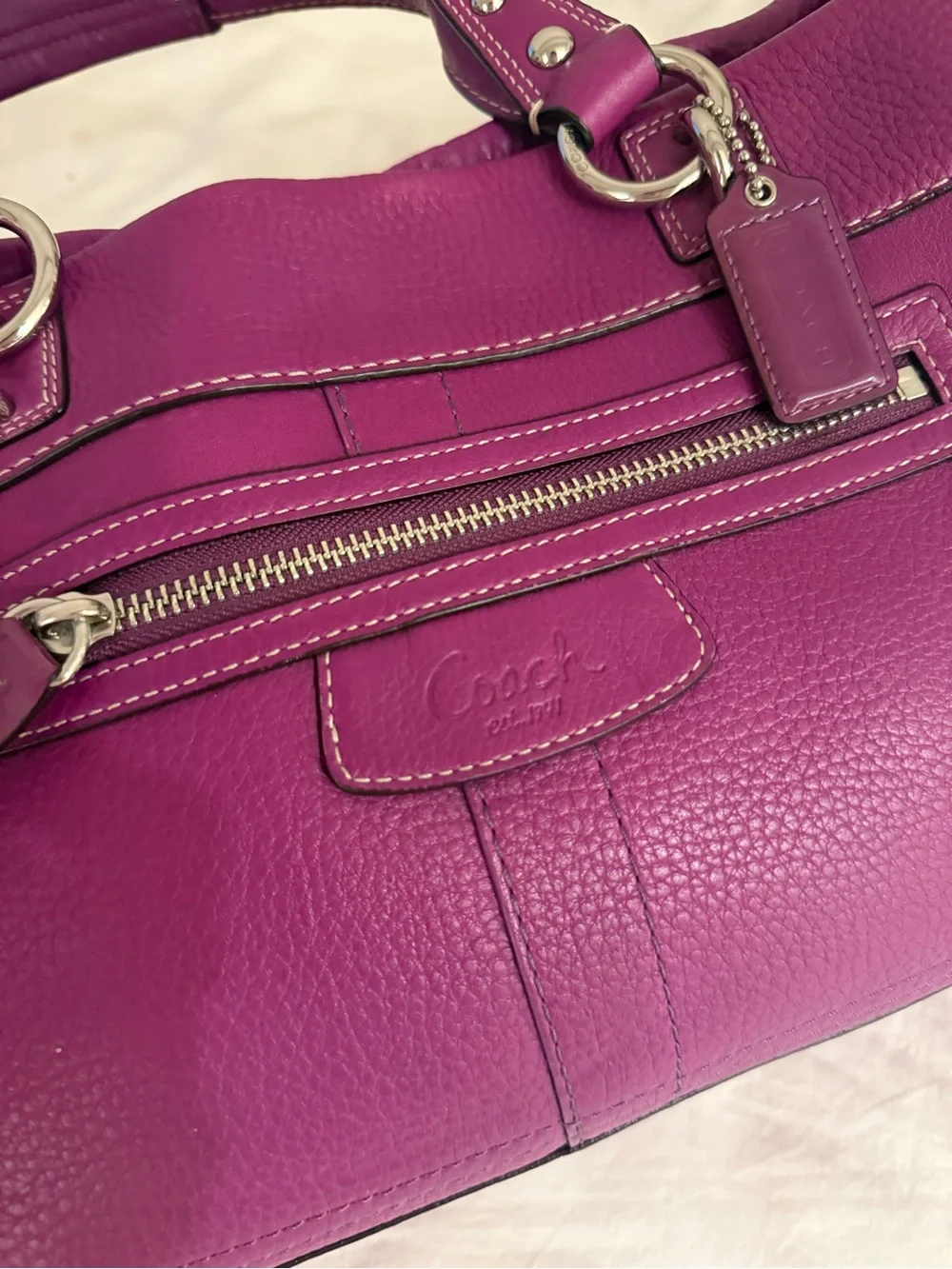 Coach Purple Pebbled Leather Shoulder Bag